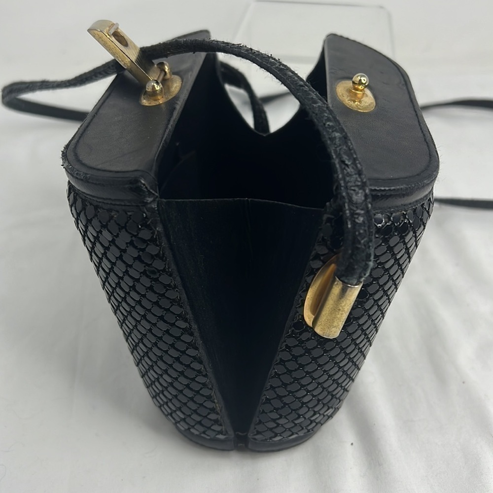 Aluminum Black Mesh Structured Crossbody Bag - Picture 10 of 12